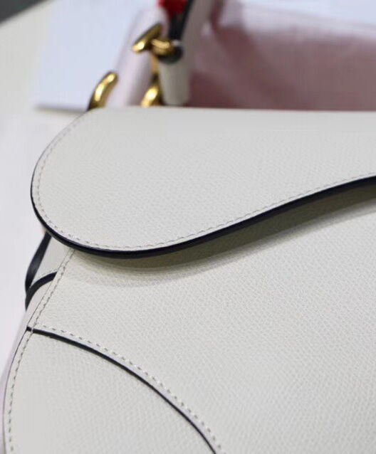 Christian Dior Saddle Bag Leather White